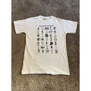 Vintage Medium M Unisex T Shirt Tee White Greece‎ Greek Alphabet